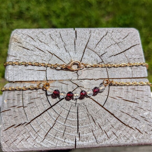 Genuine Natural Garnet and Topaz Gemstone Gold Necklace - Picture 6 of 6